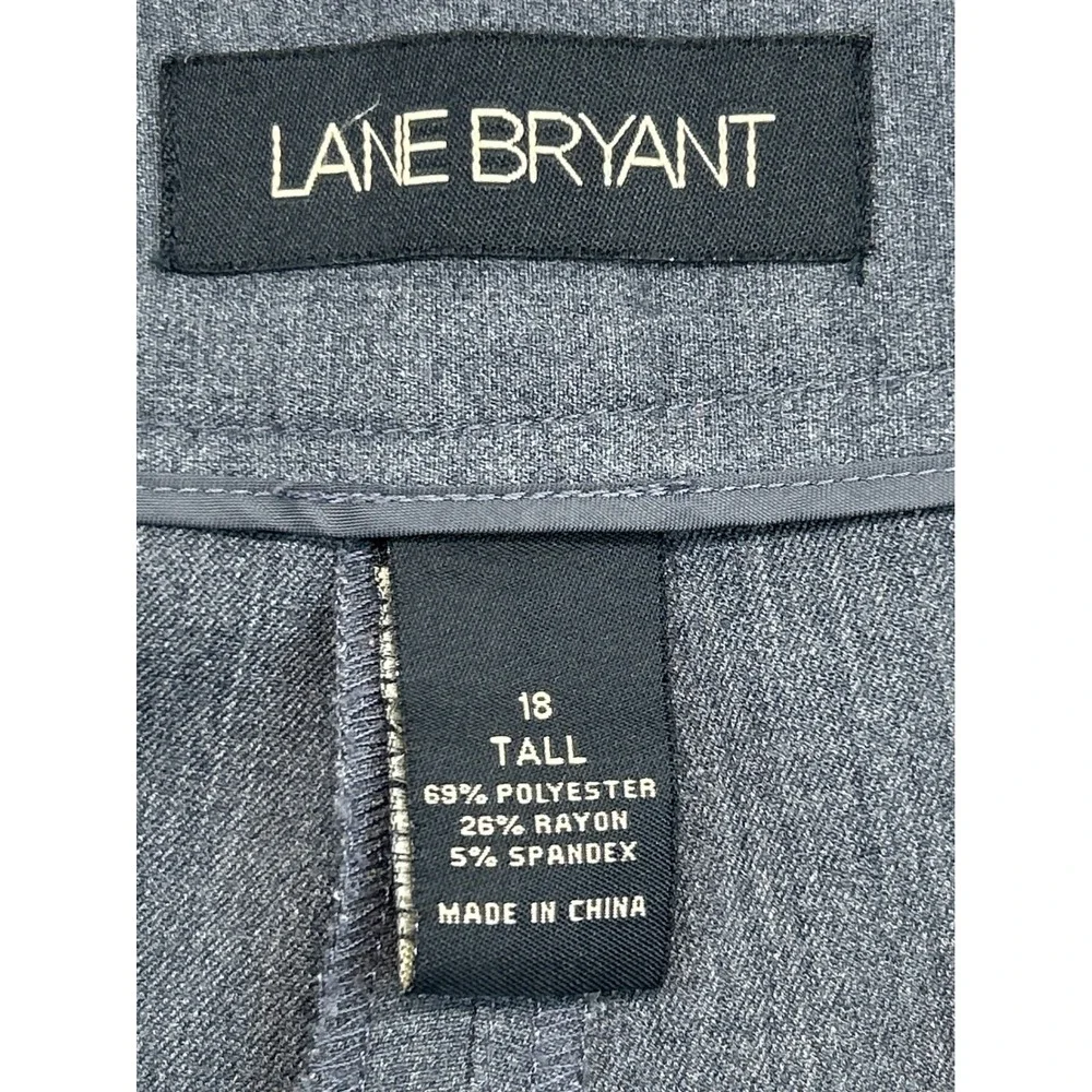 Lane Bryant Dress Pants 18 Tall Grey Straight Leg Cuffed Professional Trousers